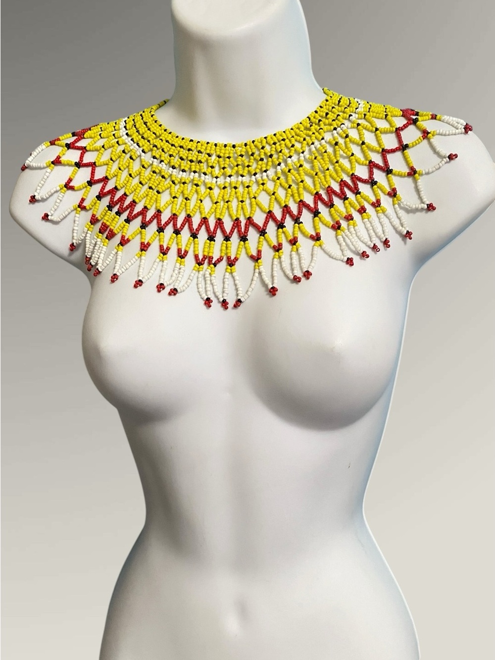 Ethnic Hand Woven Beaded Collar Necklace Hippie Tribal Bohemian 15”-17.5” - Picture 5 of 12